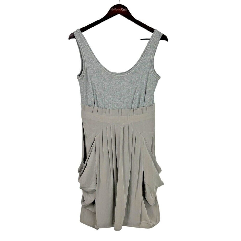 81 POPPIES Womens Gray Size‎ 4 Drape Pockets Sleeveless Jersey Tank Dress H1